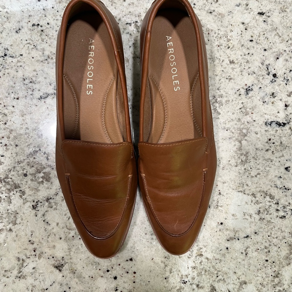 AEROSOLES Women's Brown Leather Loafers